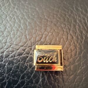 B*tcl-l Italian Charm Link – Gold & Black Statement Bracelet Charm